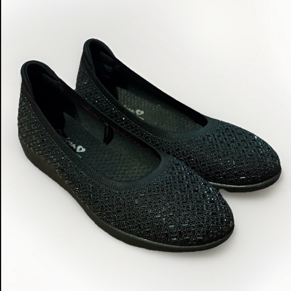 Skechers Stretch Fit Sparkle Knit Skimmers Cleo Flex-BRAND NEW-black-Size 7.5